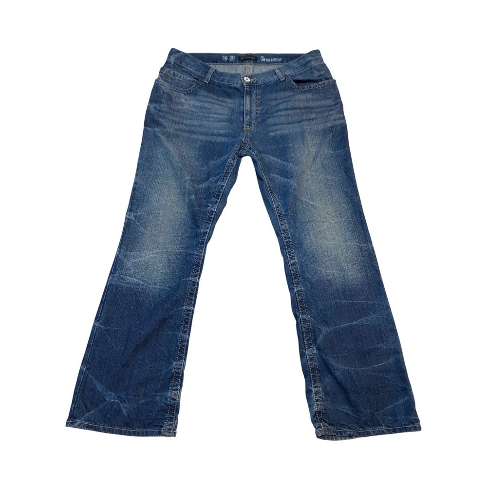 INC International Concepts Rio Low Rise Bootcut Jeans Mens 36x30 Blue Whisker